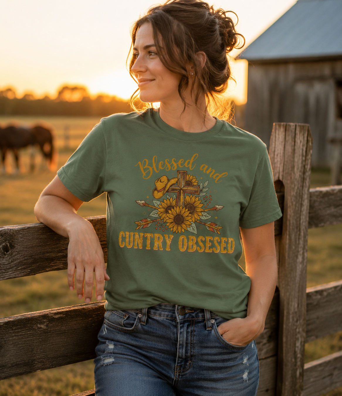 Blessed and Country Obsessed T-shirt | Sunflower Cross Country Music Tee