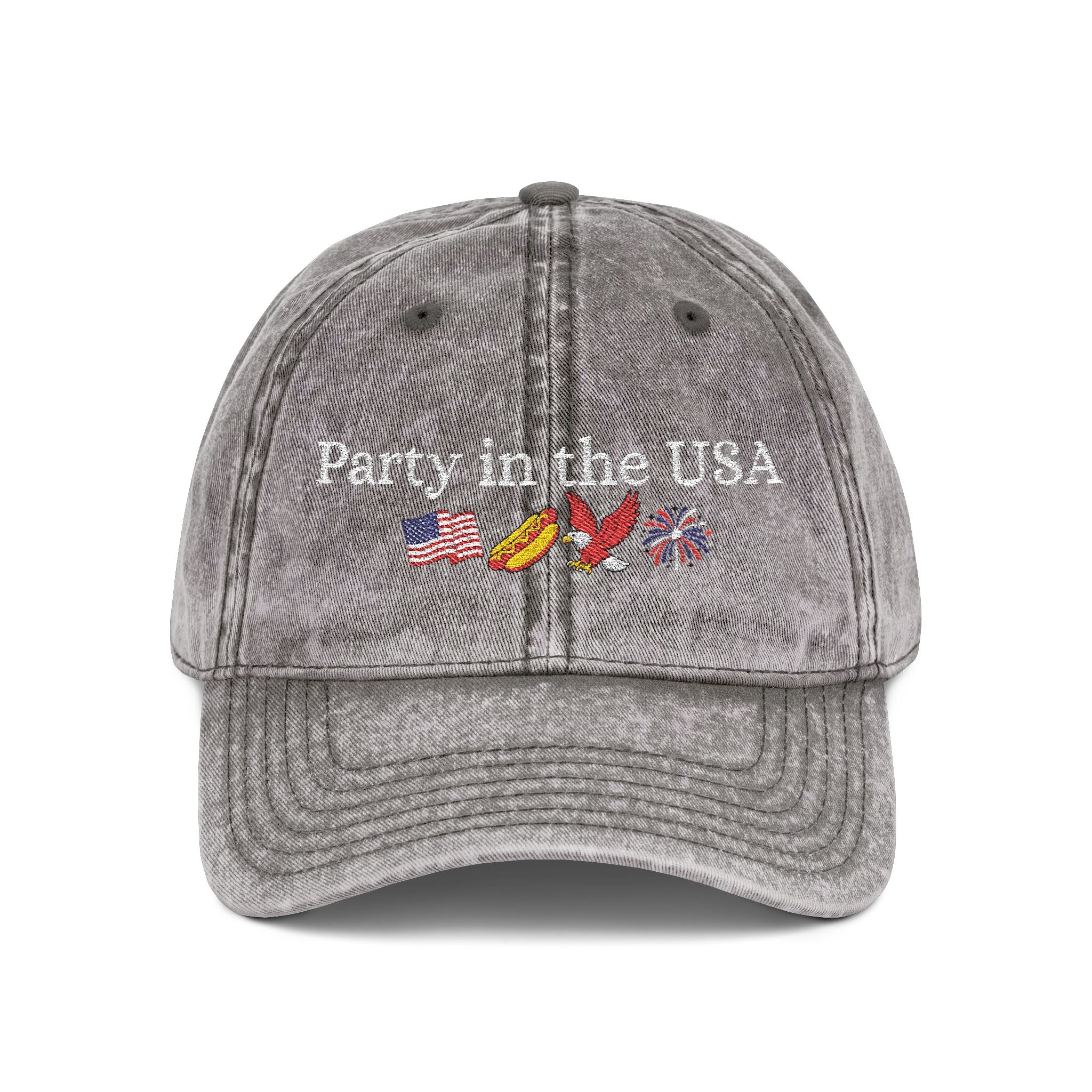 Party in the USA Cap | Embroidered Red Vintage Baseball Hat