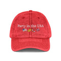 Party in the USA Cap | Embroidered Red Vintage Baseball Hat
