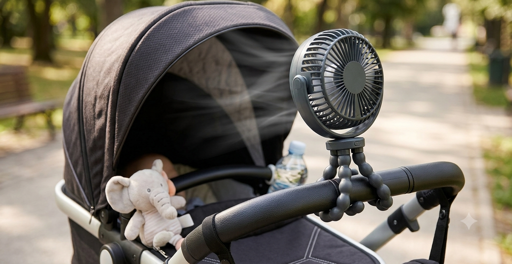 Octopus Stroller Fan | Portable Clip-On Baby Fan | Summer Cooling for Strollers & Cribs