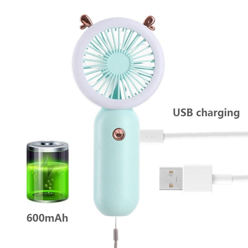 LED Night Light Handheld Fan