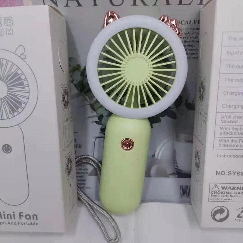 LED Night Light Handheld Fan