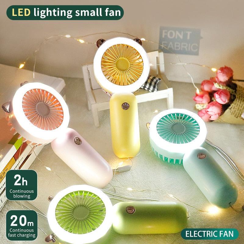 LED Night Light Handheld Fan