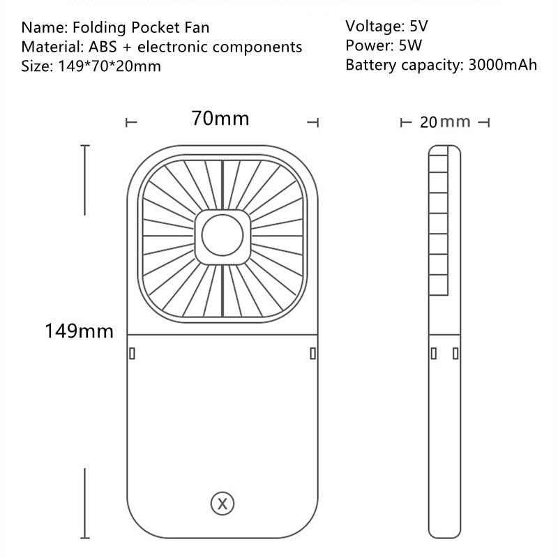 Foldable Neck Fan with Power Bank